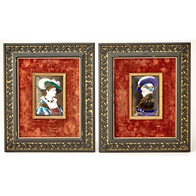 Lot 374 - Pair of Continental Limoges Enamel Portrait Plaques