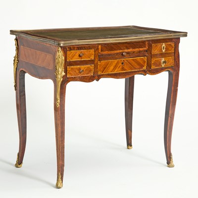 Lot 250 - Louis XV Style Gilt-Metal Mounted Marquetry Bureau Plat