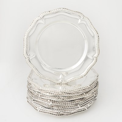 Lot 199 - Set of Fourteen George III Style Silver Plated Chargers