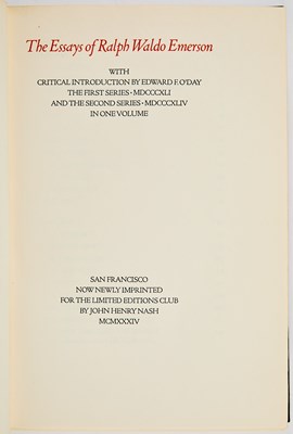 Lot 250 - Emerson's Essays finely printed and signed by John Henry Nash