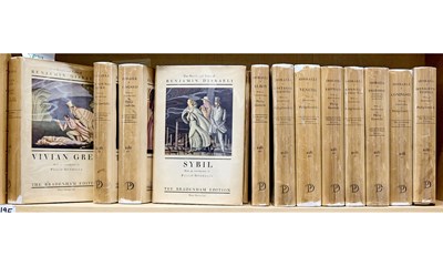 Lot 241 - The works of Disraeli, in decorated dust jackets