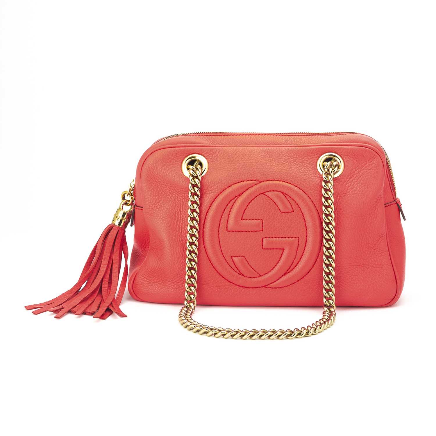 Lot 185 - Gucci Coral Leather Soho Bag