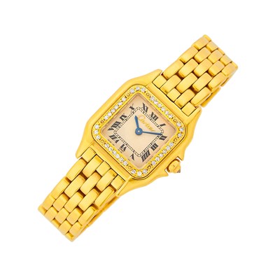 Lot 29 - Cartier Gold and Diamond 'Panthère' Wristwatch