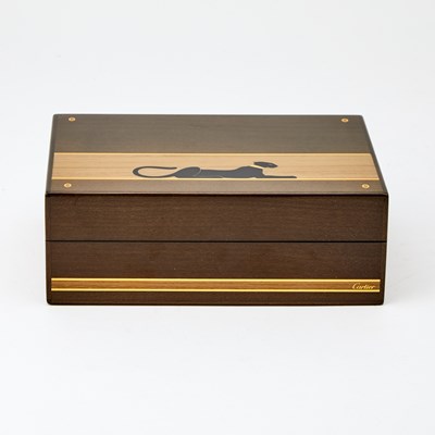 Lot 1192 - Cartier Wood and Lacquer Panther Box