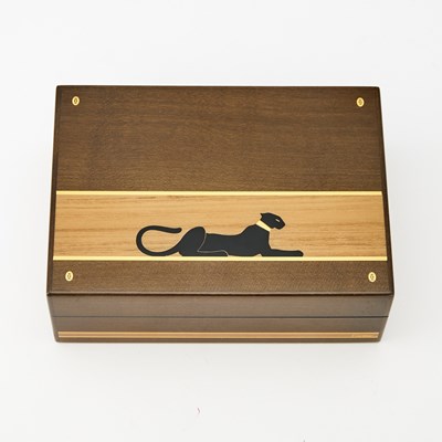 Lot 1192 - Cartier Wood and Lacquer Panther Box