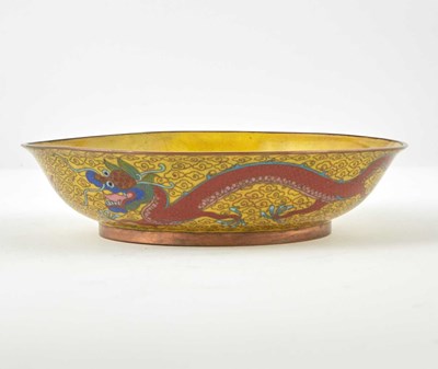 Lot 554 - A Rare Chinese Cloisonné Enamel Dragon Dish