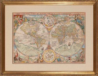 Lot 565 - "The first of many world maps with richly decorated borders" (Burden)