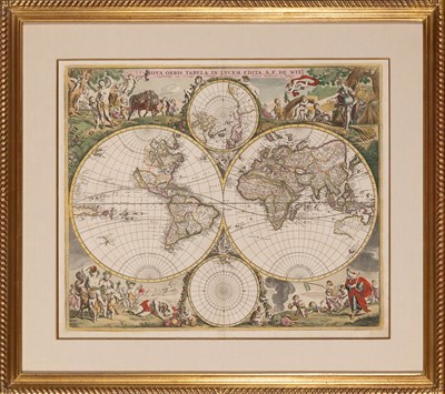 Lot 569 - A finely colored example of De Wit's classic world map