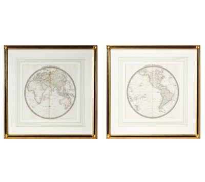 Lot 568 - A fine English double-hemispheric map of the world on two sheets