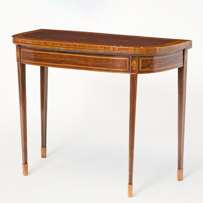 Lot 131 - George III Banded Mahogany and Rosewood Fold Over Games Table