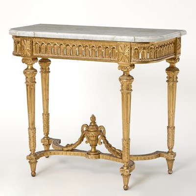 Lot 260 - Louis XVI Style Giltwood Marble Top Console