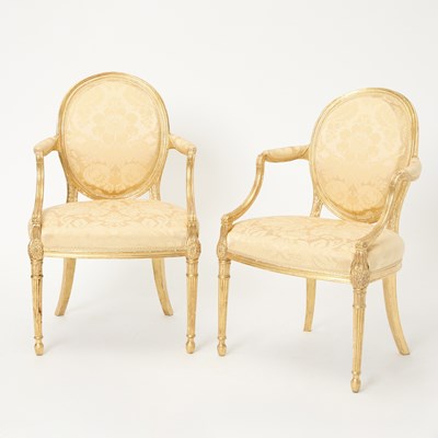 Lot 729 - Pair of George III Giltwood Armchairs