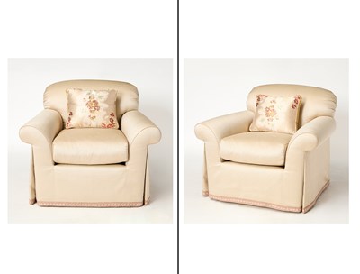 Lot 351 - Pair of Tan Upholstered Club Chairs