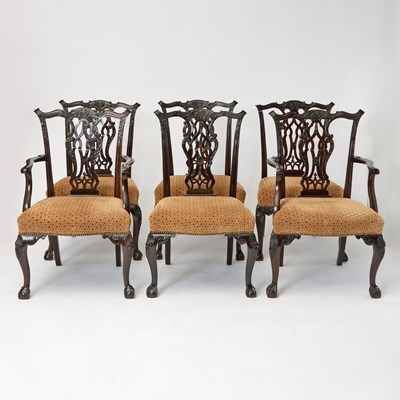 Lot 525 - Set of Twelve George II Style Mahogany Dining Chairs