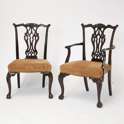 Lot 525 - Set of Twelve George II Style Mahogany Dining Chairs