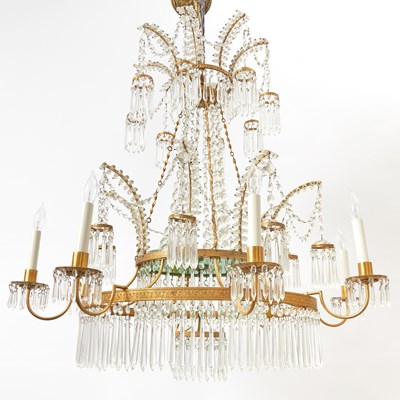 Lot 745 - Baltic Neoclassical Style Gilt-Metal and Cut-Glass Eight-Light Chandelier