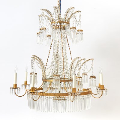 Lot 745 - Baltic Neoclassical Style Gilt-Metal and Cut-Glass Eight-Light Chandelier