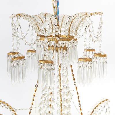 Lot 745 - Baltic Neoclassical Style Gilt-Metal and Cut-Glass Eight-Light Chandelier