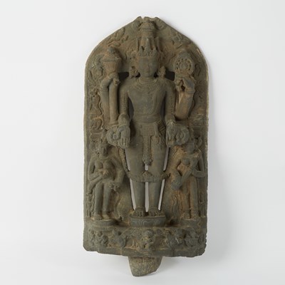 Lot 740 - An Indian Black Schist Figure of Vishnu