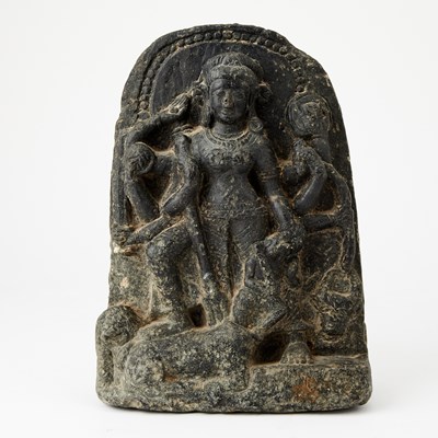 Lot 739 - An Indian Black Schist Relief Carving