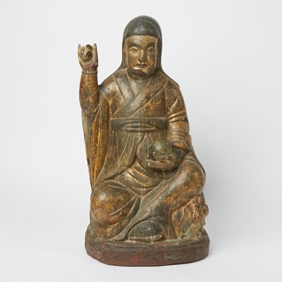 Lot 151 - A Chinese Gilt Lacquered Wood Figure of a Daoist Deity