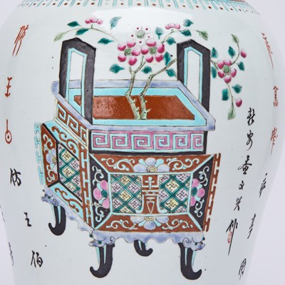 Lot 111 - Chinese Porcelain Polychrome Decorated Covered Jar Mounted as a Lamp
