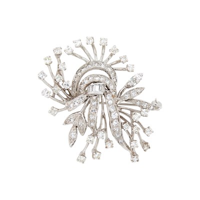 Lot 2092 - White Gold and Diamond Spray Pendant-Brooch