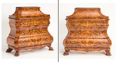 Lot 37 - Pair of Italian Marquetry Inlaid Walnut Secretaries