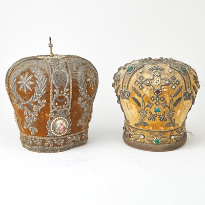 Lot 509 - Two Russian Velvet and Silver Threadwork Mitres