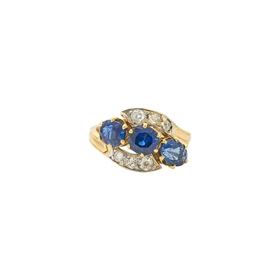 Lot 2159 - Gold, Platinum, Sapphire and Diamond Ring