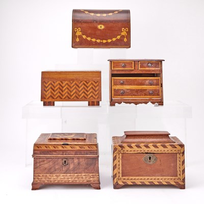 Lot 135 - Group of Five Vintage Inlaid Wood Boxes