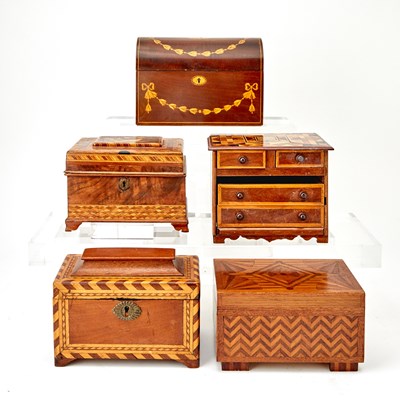 Lot 135 - Group of Five Vintage Inlaid Wood Boxes