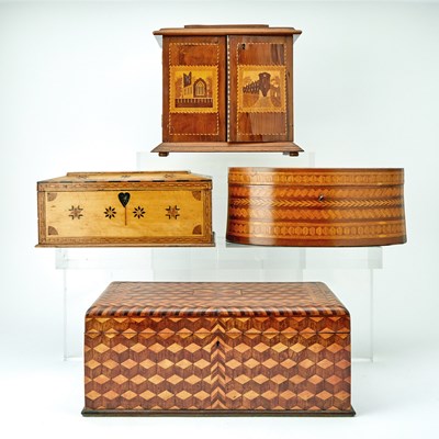 Lot 136 - Group of Four Vintage Inlaid Wood Boxes