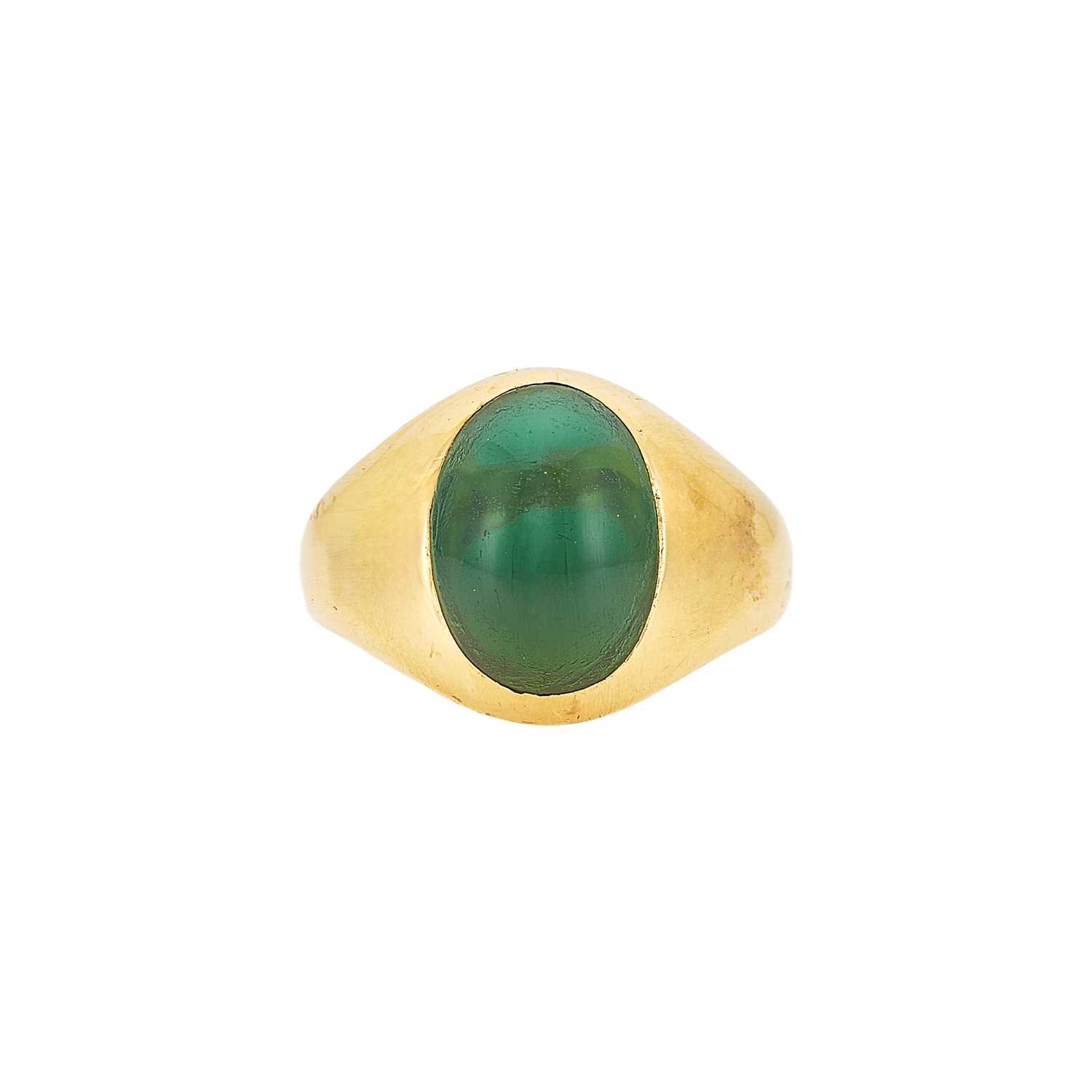 Lot 1186 - Tiffany & Co. Gentleman's Gold and Cabochon Tourmaline Ring