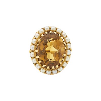 Lot 2187 - Gold, Citrine and Cultured Pearl Ring