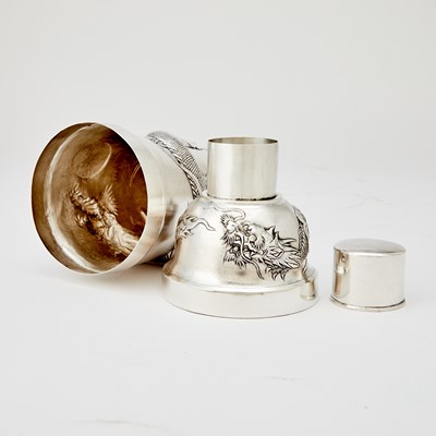 Lot 203 - Chinese Export Silver “Dragon” Cocktail Shaker and Six Beakers