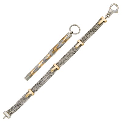 Lot 1100 - Tiffany & Co. Silver and Gold Multistrand Bracelet and Gucci Pen Pendant