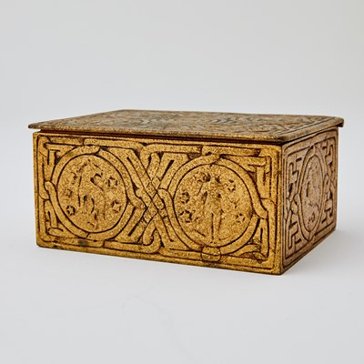Lot 375 - Two Tiffany Studios Gilt-Bronze Zodiac Pattern Desk Boxes