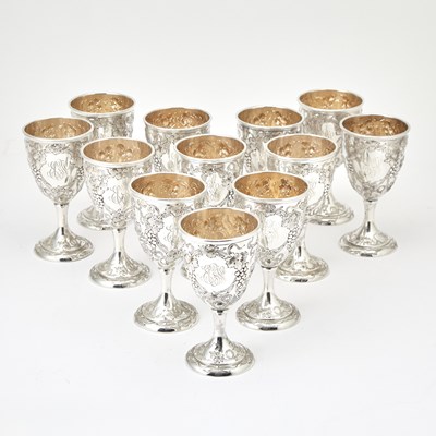 Lot 342 - Set of Twelve American Sterling Silver Goblets