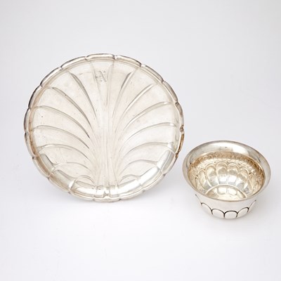 Lot 314 - Gorham Sterling Silver Fan-Form Tray and a Peter Guille Sterling Silver Bowl