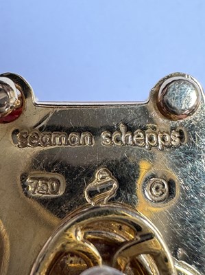 Lot 7 - Seaman Schepps Pair of Gold and Coral 'Caged' Earclips
