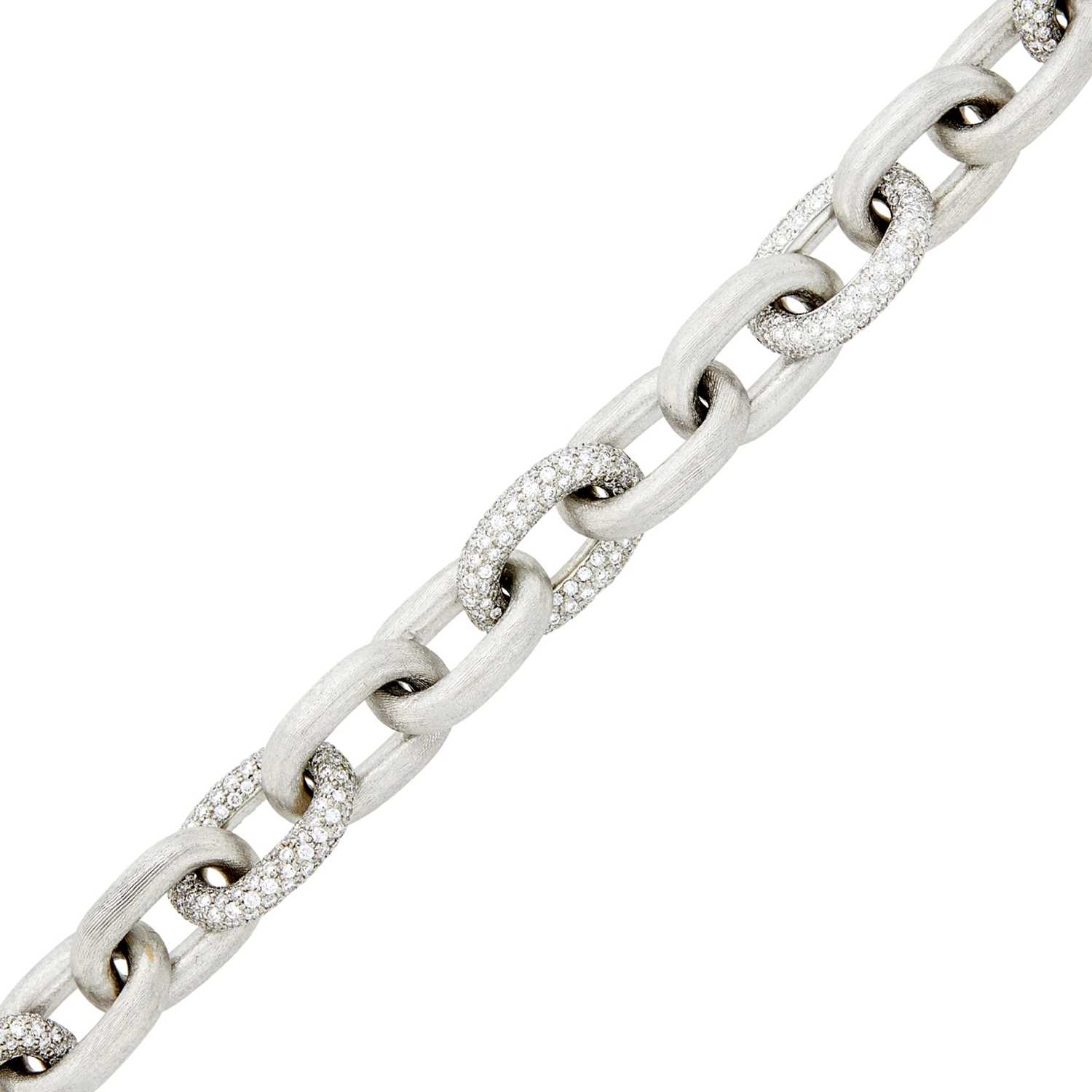 Lot 44 - White Gold and Diamond Link Bracelet