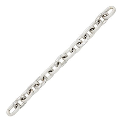 Lot 44 - White Gold and Diamond Link Bracelet