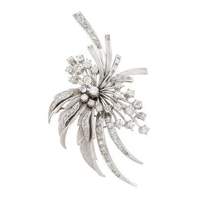 Lot 2073 - White Gold and Diamond Spray Brooch