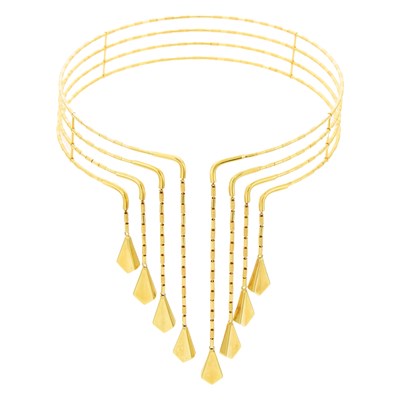 Lot 2128 - Gold Tassel Choker Necklace