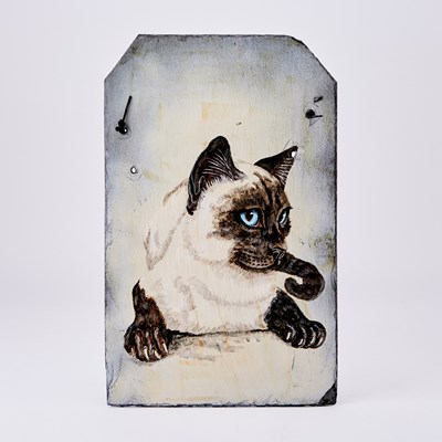 Lot 180 - Painted Cat on a Slate