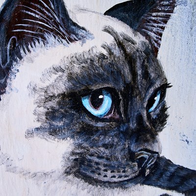 Lot 180 - Painted Cat on a Slate