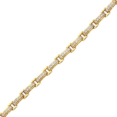 Lot 1219 - Two-Color Gold and Diamond Bracelet