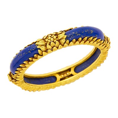 Lot 6 - Gold and Lapis Bangle Bracelet