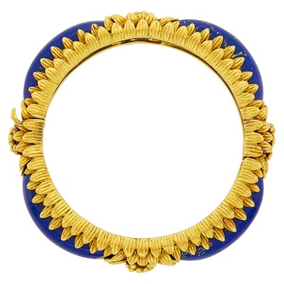 Lot 6 - Gold and Lapis Bangle Bracelet